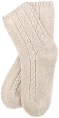 Karen Thomas100% Pure Cashmere Women's Sleep Socks, 3-Ply Ultra Soft Cozy Cable Knit, Luxury Bed Socks for Warmth, Comfort, and Lounging