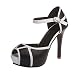 Sandales à talons hauts pour femme - Couleur unie - Sandales à talons hauts - Colorblock - Fish Leather Mouth - Pour femme, Noir , 37 EU