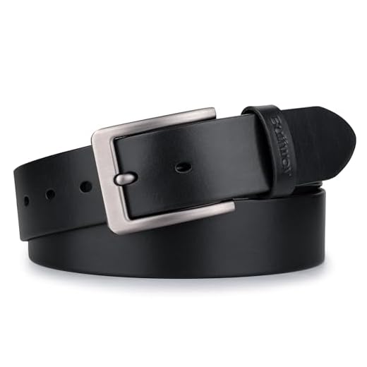Buffway Minimalist 1.5" Full Grain Leather Belts for Men with Metal Buckle, Heavy Duty Mens Casual Belts in Gift Box- 38” Black
