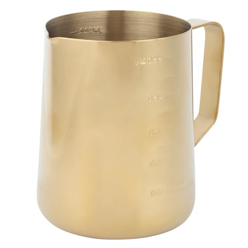 Gold Milk Frothing Pitcher 600ML Stainless Steel Milk Jug Ergonomic Handle for Coffee Latte Art with Scale by Walfront - Image 3