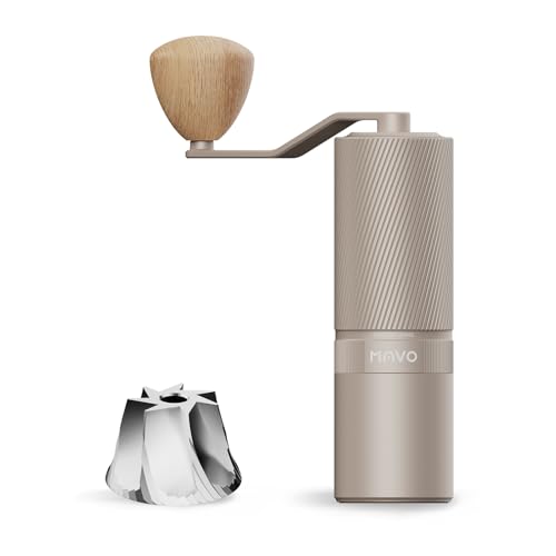Image of MAVO Manual Coffee Grinder, Shadow Wand Hand Coffee Grinder, Capacity 25g with CNC Stainless Steel Pentagon Conical Burr, Adjustable Setting, Burr Coffee Bean Grinder for Pour Over, Espresso (Silver)