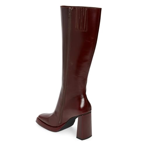 Milooey shoes Women's Square Toe Platform Knee High Boots Fashion Chunky Block Heel Long Boots with Side Zipper Dress Fall Classic Shoes Size 4-16 Us3
