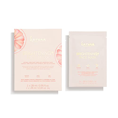 Karuna Brightening+ Facial Sheet Mask: Visibly Reduce the Look of Dark Spots, Natural Fiber Sheet Mask, 1 Count
