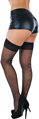 Image of ToBeInStyle Women's Seamless Thigh High Nylon Stocking With Opaque Band