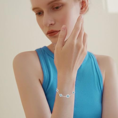 Pulsera turquesa de plata de ley 925 que no causa alergias en la piel 3