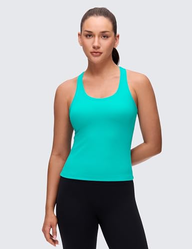 Image of CRZ YOGA Butterluxe Racerback Tank Waist Length | Yoga, Extremely Soft, Tight Fit, Scoop Neck, Sleeveless Tops for Women