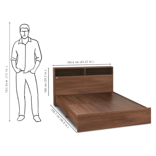 Image of DELITE KOM Urban Engineered Wood Queen Without Box Bed (Finish Color Acacia Dark Delivery Condition Knockdown)