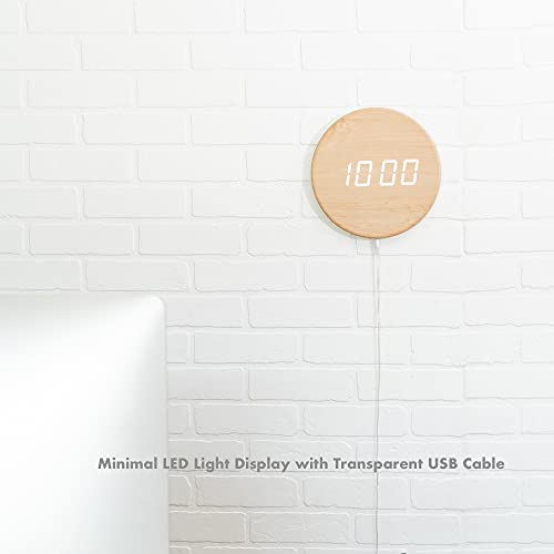 Leafre Minimalist Led Digital Wall Clock – Usb Powered | Wooden, 12/24 Hour, Night Mode, Silent Clock | Aesthetic Room Decor For Kitchen, Living Room, Bedroom, Classroom, Office (9 In) #TOP2