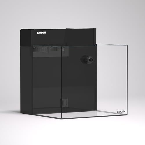 LANDEN EzCube 45K Rimless AIO Marine Aquarium Tank Kit with Rear Filter and Protein Skimmer, 14.5 Gal Saltwater Cube Fish Tank for Reef Coral Setup, W17.7×D17.7×H15.7 in (45×45×40cm)