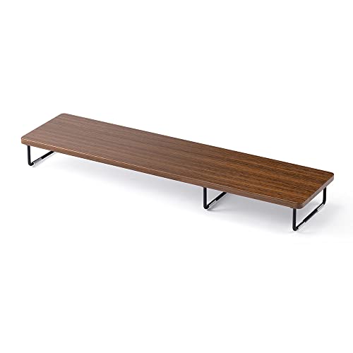 イーサプライ モニター台 パソコン台 机上 卓上 木製 幅80cm 奥行20cm 高さ8.5cm 耐荷重10kg キーボード収納 シンプル ダークブラウン EEX-DES22DBRの商品画像（Amazon）
