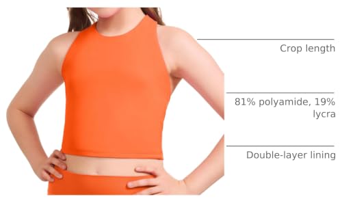 Image of CRZ YOGA Girls Butterluxe Double Lined Crop Tank | Dance, Extremely Soft, Tight Fit, High Neck, Athletic, Sleeveless Tops for Teen