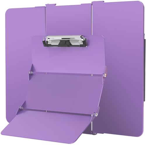 Image of Clipboard Foldable Without Edition Cheat Charts, 3 Layers Aluminum, Nurse Board w /Low Profile Clip&Pen Clip Pocket, Purple