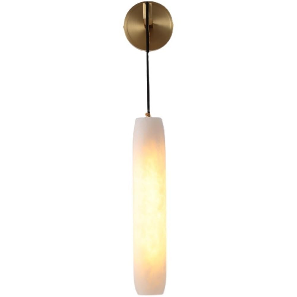 LUOYAOB Gold Alabaster Wall Light Modern Marble Wall Sconce White Stone Wall Mounted Lamp for Bathroom Bedroom Staircase Foyer Hallway Wall Lighting 中文翻译：