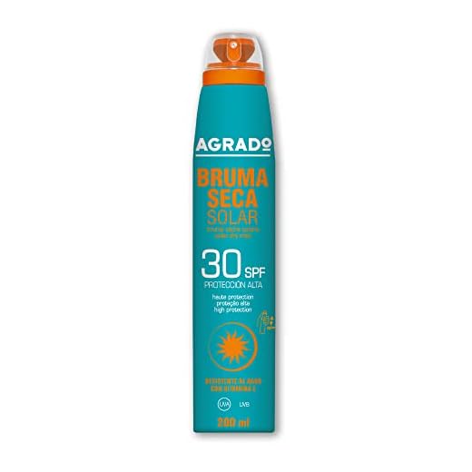 Protector Solar 30 SPF Protección UVA UVB Resistente al agua Invisible Bruma Seca Solar Spray 360º Agrado