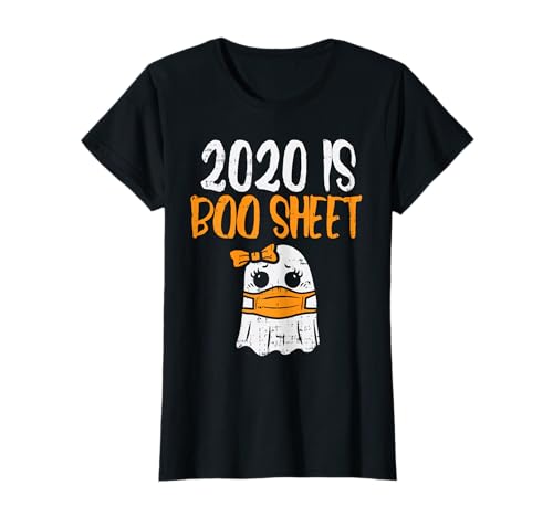 2020 Boo Sheet Girl Ghost In Mask Cute Halloween Quarantine T-Shirt
