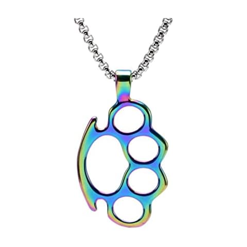 Brass Knuckle Duster Pendant Strap Necklace Knuckle Duster Pendant Necklace Men's Knuckle Duster Pendant Necklace Multicolor Cover