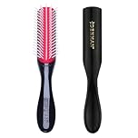 Denman Curly Hairbrush D14 (Black) 5 Row Styling Brush for Detangling, Separating, Shaping and Defining Curls, Fringes & Bangs - For Women and Men