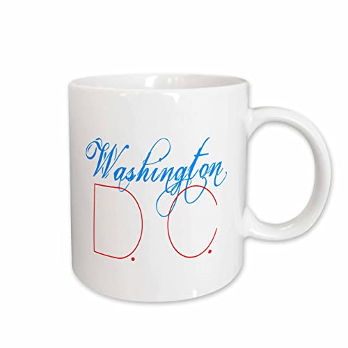 3dRose American Cities - Washington D.C. red and blue on white 11oz Mug