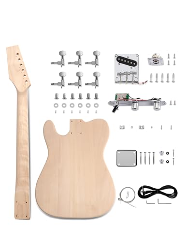Fistrock DIY STL 100BNA Electric Guitar Kit Beginner Kit Tl Style 6 String Right Handed Basswood Body With Ash Burl Top Hard Maple Neck Poplar Laminated Fingerboard Chrome Hardware Build Your Own Guitar. thumb #1