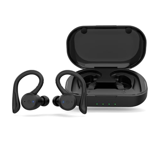 骨伝導 集音器イヤホン しゅうおんき 開放型スポーツヘッドフォン、25H 骨伝導 5.3 HiFiステレオヘッドフォン、HDマイク付き、ヘッドセットノイズキャンセリング、IPX7防水開放型ヘッドフォン、ランニング用/ブラック 外音取込み機能(黒)