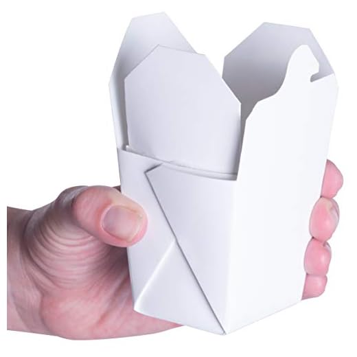 100% Recyclable 8oz White Chinese Take Out Boxes 50pk. Leakproof, Greaseproof To Go Containers For Restaurants, Event Parties Food Service. Best Value Bulk Pack Microwaveable and Stackable Meal Pails