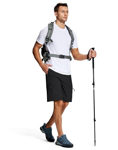 Mens Hiking Cargo Shorts 9 Inch with Zipper Pockets Quick Dry Stretch Lightweight Drawstring for Outdoor Fishing4