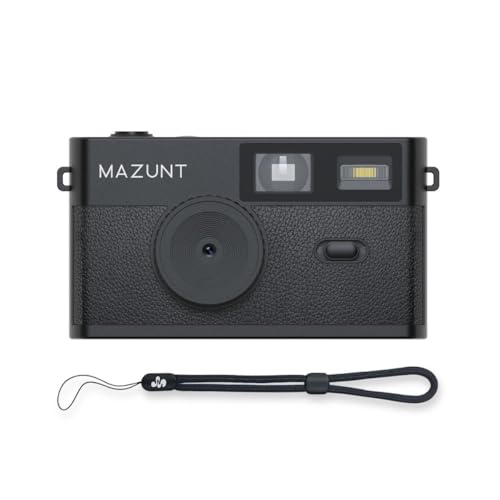 MAZUNT Retro Digitalkamera, 12 MP, bildschirmfreie Vintage-Kamera mit 4 Filtern, Einwegkamera-Ersatz, inkl. 8 GB SD-Karte für tausende Fotos, schwarz