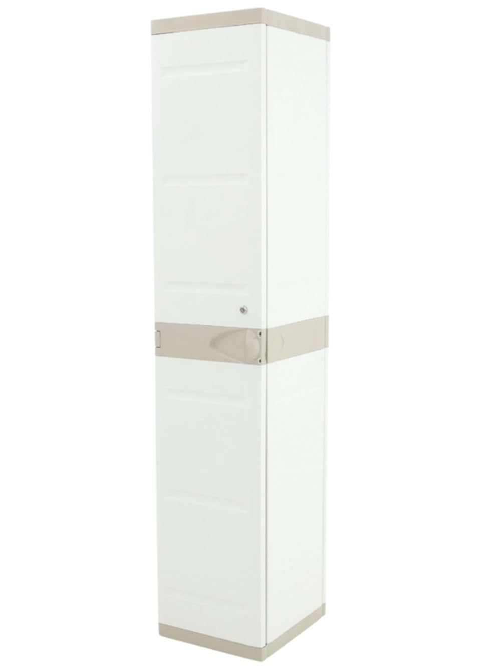 Recamania Taquilla de plástico Color Beige con Llave, Colgador, 2 baldas Regulables | Medidas: 176x41x35 cm