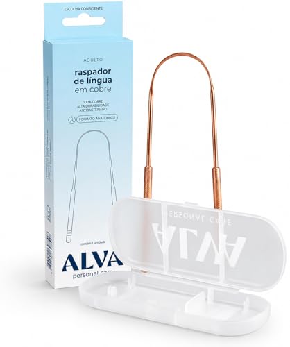 Kit Raspador de Língua de Cobre com Case Estojo Protetor para Rotina Diária
