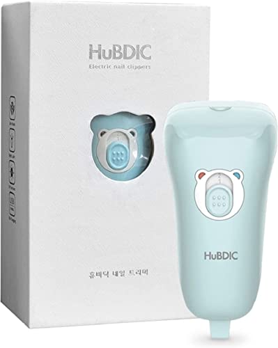 HuBDIC Cortaúñas eléctrico BNT-2, lima de uñas para bebés, recortador seguro con protector de piel, recargable y portátil, seguro para recién nacidos, bebés, niños pequeños y adultos (azul)