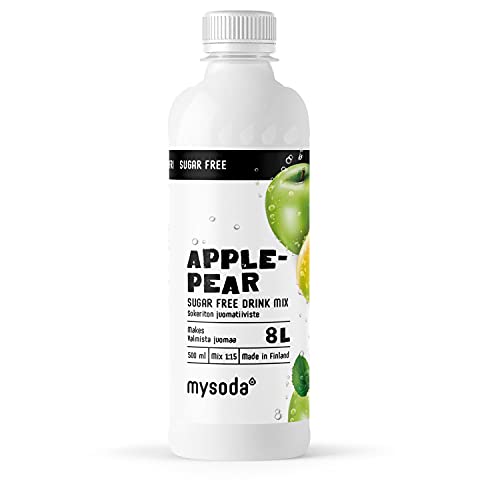 Mysoda Sirup Apfel und Birne Zuckerfrei, 1x Flasche ergibt 8 Liter Fertiggetränk, ohne Zucker, Sugar Free, 500ml Konzentrat