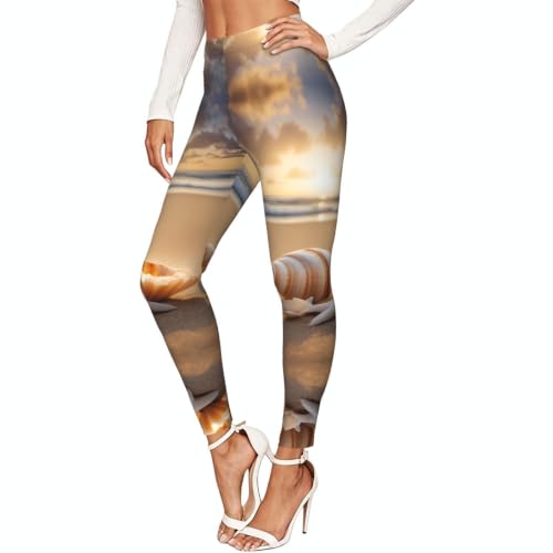 Leggings de yoga con paisaje marino para fitness al aire libre y running