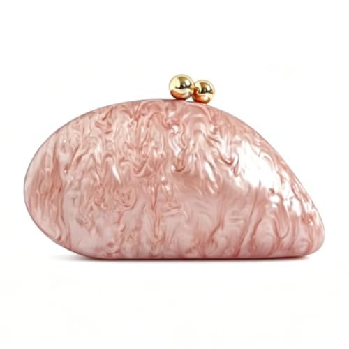 Image of Acrylic Shell Shaped Bag Luxury Marble Clutch Evening Purses for Women Glitter Handbag for Wedding Cocktail Party Prom