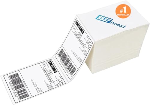 Image of 9527 Product 4 x 6 Thermal Labels - Pack of 100 Fanfold Labels for Direct Thermal Printer, White Perforated Shipping Label,100 Label per Stack,1 Stack
