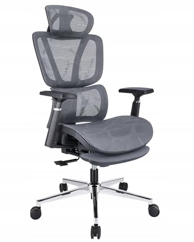 JUMI NEOVA - Silla de oficina ergonómica con reposapiés, 63 x 125 x 70 cm, para videojuegos, con reposabrazos, práctica silla de escritorio para adultos y niños, de plástico, color negro (gris)