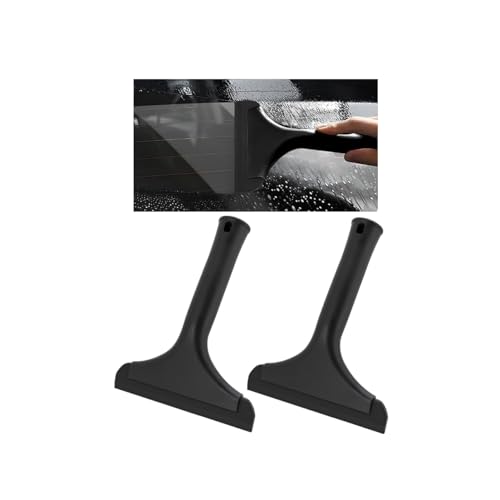 FALVFUN Small Silicone Car Window Squeegee, 2PCS Non-Slip Soft Vehicle Tint Water Blade Scraper for Windshield Door, Automotive Cleaning Tool Accessories, Universal for SUV Sedan Truck (Black)