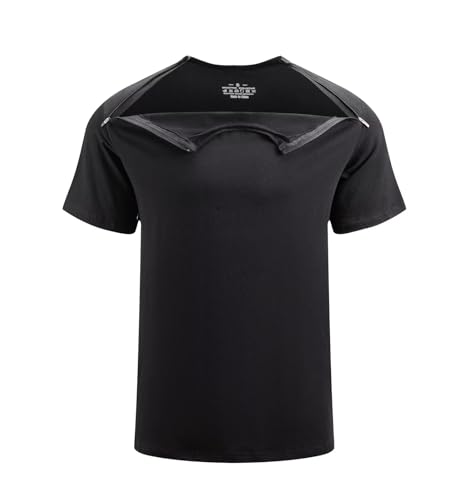 Unisex Chemo Shirts for Port Access Chemotherapy Post Shoulder Surgery Shirts Off The Shoulder Shirt4