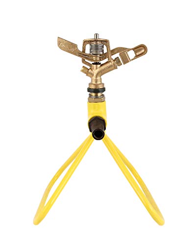 Image of DIVINE TREE 360 Degree Rotating Automatic Garden Brass Sprinkler with Stand Heavy Duty Brass Impact Head Sprinkler-Irrigation System for Lawn