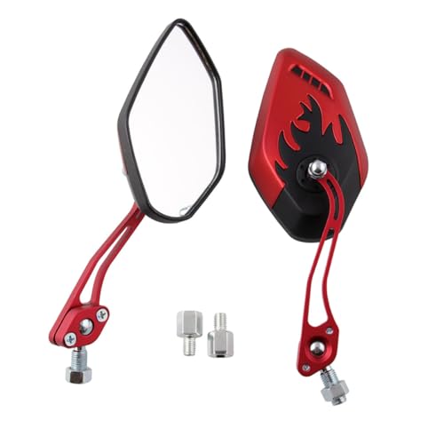 Espejos retrovisores para motocicleta de aleación con diseño de llama y tornillos