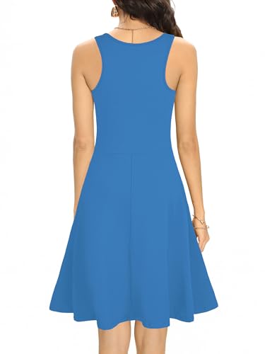 Image of Missufe Women's Sleeveless Racerback Flared Casual Plain Tank Dress
