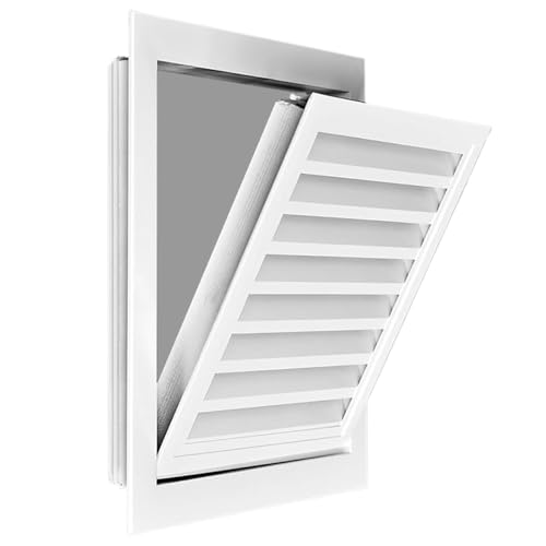 SakuRiver ワークショップ、キッチン、バスルーム、給排気用の白いラジエーター換気フードファンカバー、取り外し可能な金属製アクセスパネル(400 x 400 mm (15 3/4 x 15 3/4 in))