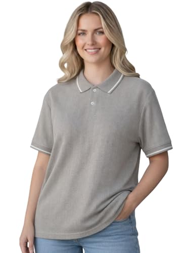 Image of Mack Jonney Women's Textured Polo T-Shirt | Half Sleeve Cotton Blend Top |Casual Collar Tee | Regular Fit-M7527