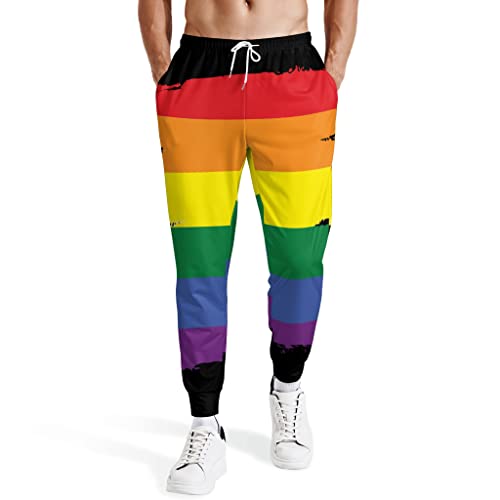 ISMV Colorful Rainbow Gay Pride Men's Sweatpants Jogger Pants Drawstring Running Pants Medium