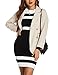 Beyove Women's Striped Color Block Long Sleeve Stretchy Sweater Bodycon Mini Dress Black,Medium
