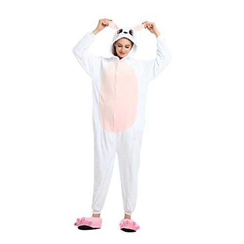 misslight Rabbit Bunny Trajes de Pijama para Mujeres Disfraces de Animales Pijamas de Animales con Trajes de Conejo Adecuado para Festival Adulto, Niños (Conejo Rosa, S)