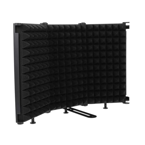 ifundom 防風スクリーン 折りたたみ式マイクアイソレーションシールド 高密吸音フォーム搭載 卓上 マイクスタンド対応 録音 ライブ配信用音