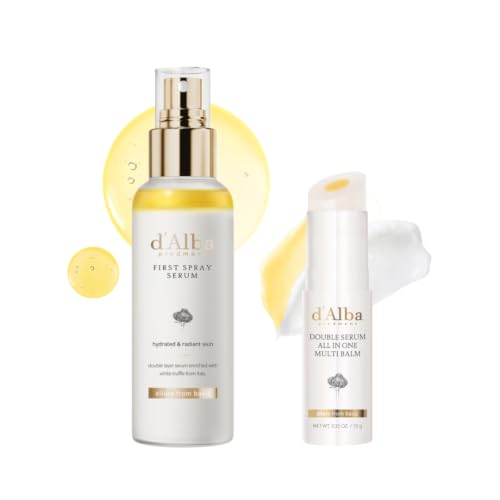 Pack Ahorro d'Alba First Spray Serum Trufa Blanca 100ml + Multi Balm 3 en 1, Bruma Facial Hidratante + Tratamiento Antiarrugas Vegano Coreano