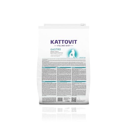 KATTOVIT - Gastro Trockenfutter für Katzen | Katzen-Trockenfutter zur Unterstützung des Magen-Darm-Systems | Diätfutter als Alleinfuttermittel für ausgewachsene Katzen | 4 kg