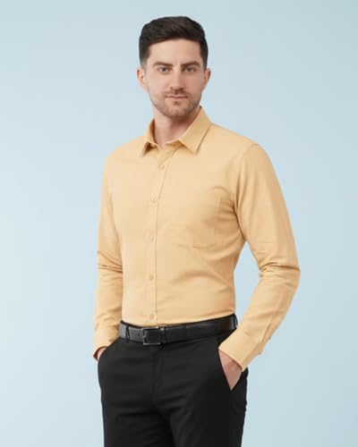 Image of SaintX Men's Formal Shirt with Pocket | Oxford Weave Cotton Rich Premium Fabric | Smart Fit | Full Sleeve | Everyday Summer Essential | Available in Plus Sizes