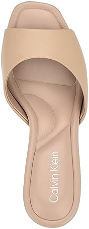 Calvin Klein Women's TOVEN Heeled Sandal, Light Natural Leather, 7 | Image 1